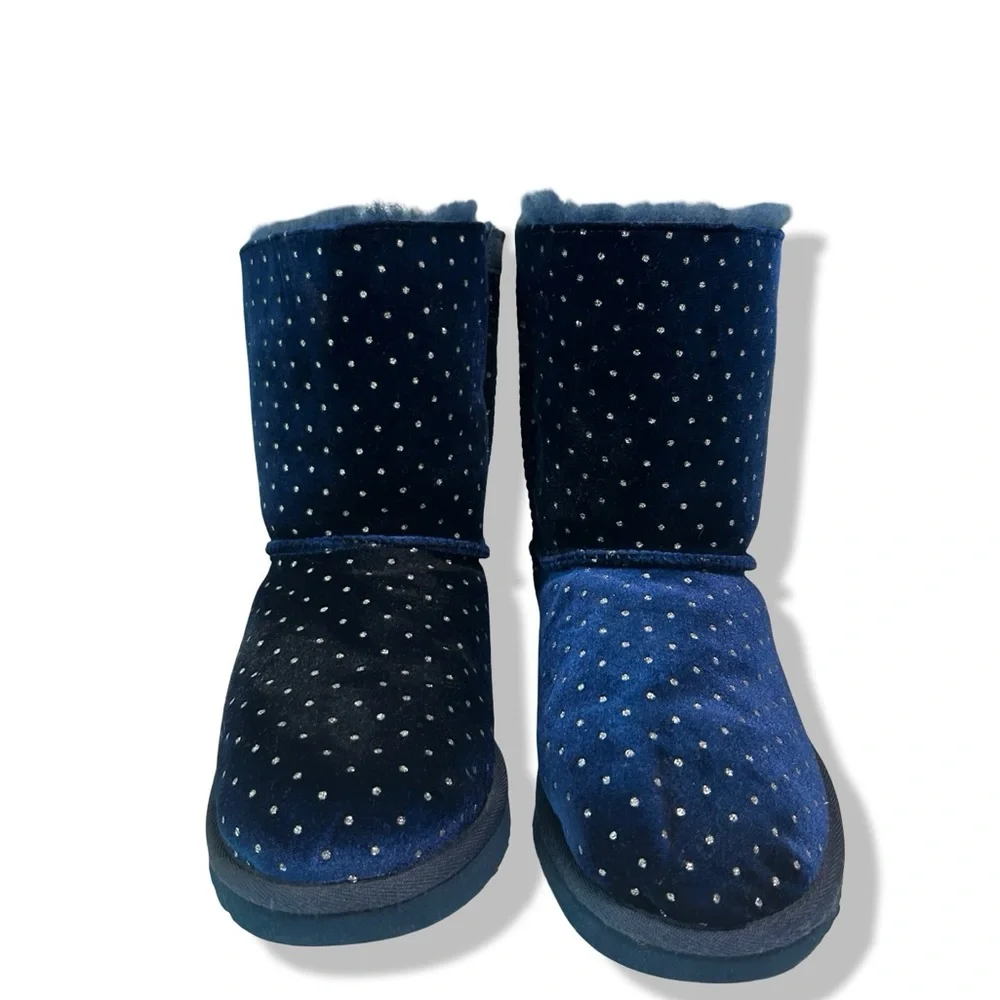 Classic UGG Navy Boots w/ Polka Dots & Satin Bows - Picture 3 of 7